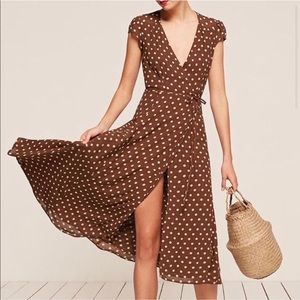 REFORMATION carina midi wrap dress New XS